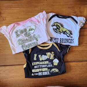 NCAA Western Michigan Broncos Onesies Set Of 3. Size 0-3 Months